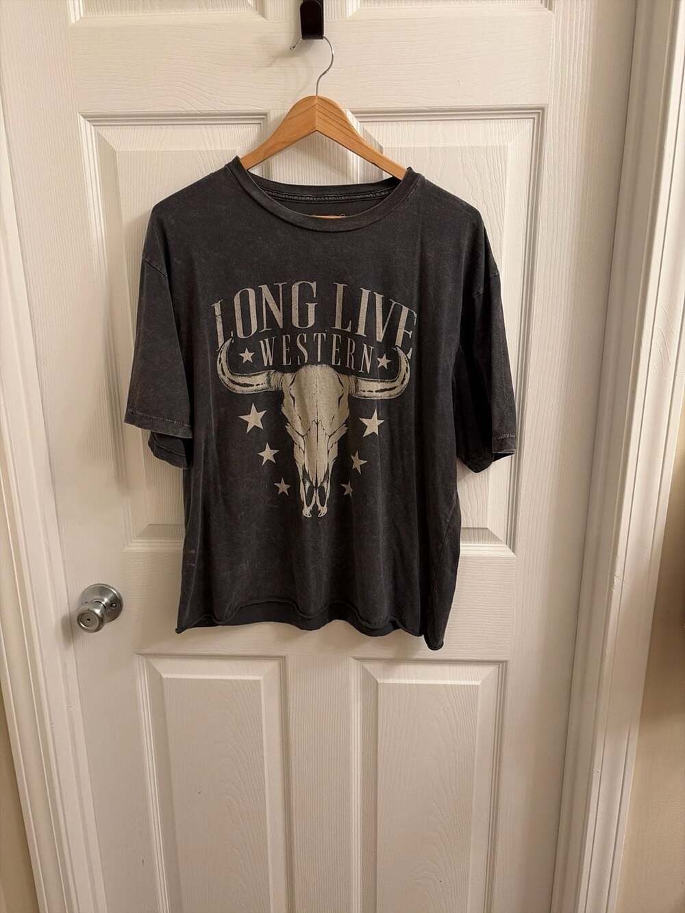 Lotus Fashion Long Live Western Bull Skull Graphic T-Shirt Size L